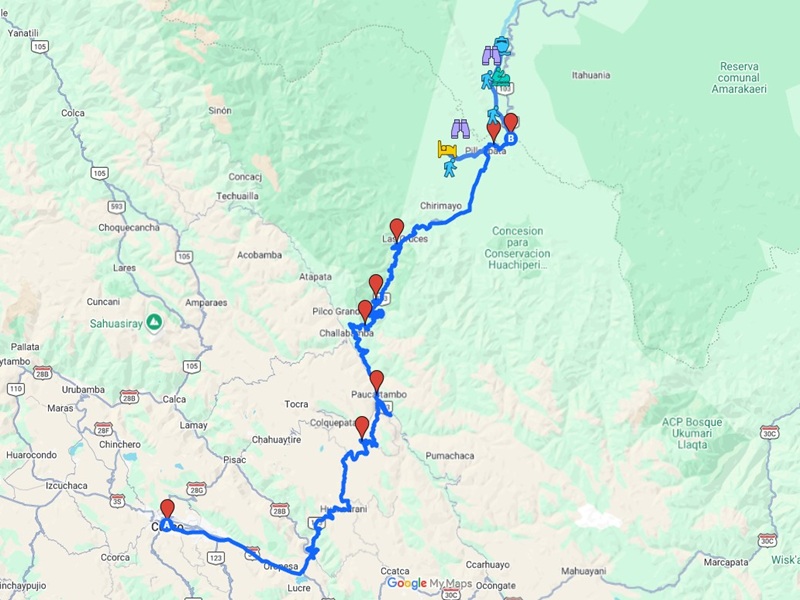 Route from Cusco to Manu National Park: Andes to Amazon